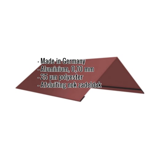 Nokstuk vlak | 20 cm x 20 xm x 2,00 m | 140° | Aluminium 0,70 mm | 25 µm Polyester | 8012 - Roodbruin #2