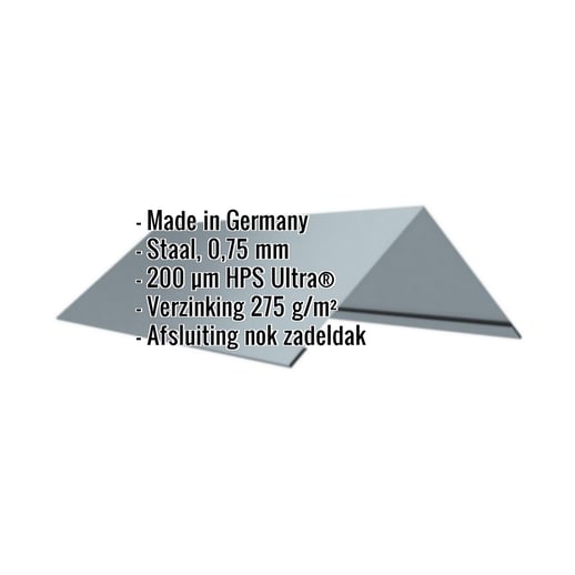 Nokstuk vlak | 20 cm x 20 xm x 2,00 m | 140° | Staal 0,63 mm | 200 µm HPS Ultra® | 7040 - Venstergrijs #2