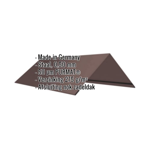 Nokstuk vlak | 20 cm x 20 xm x 2,00 m | 140° | Staal 0,50 mm | 50 µm PURMAT® | 8017 - Chocoladebruin #2