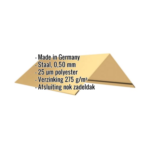 Nokstuk vlak | 20 cm x 20 xm x 2,00 m | 140° | Staal 0,50 mm | 25 µm Polyester | 1002 - Zandgeel #2