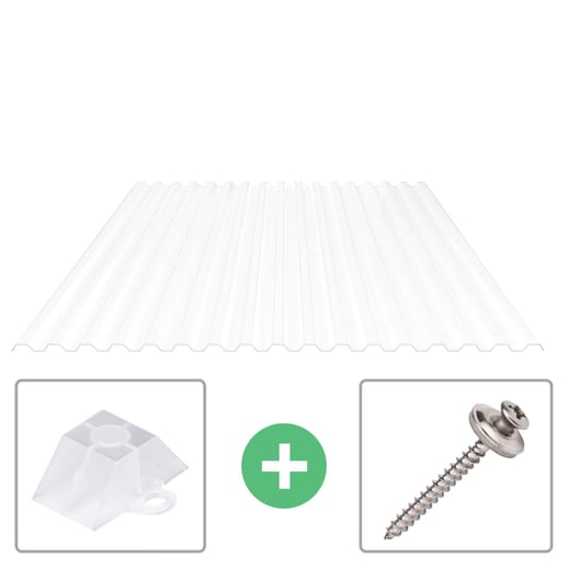 Polycarbonaat damwandplaat | 76/18 | Voordeelpakket | 1,30 mm | Opaal wit | Breedte 3,05 m | Lengte 2,00 m #1