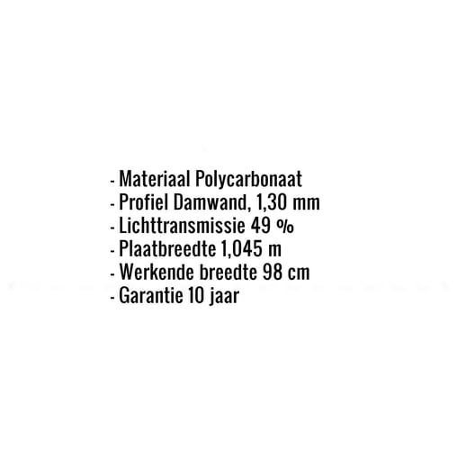 Polycarbonaat damwandplaat | 76/18 | 1,30 mm | Opaal wit | 2,00 m #2