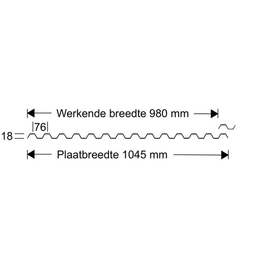 Polycarbonaat damwandplaat | 76/18 | 1,30 mm | Opaal wit | 2,00 m #5