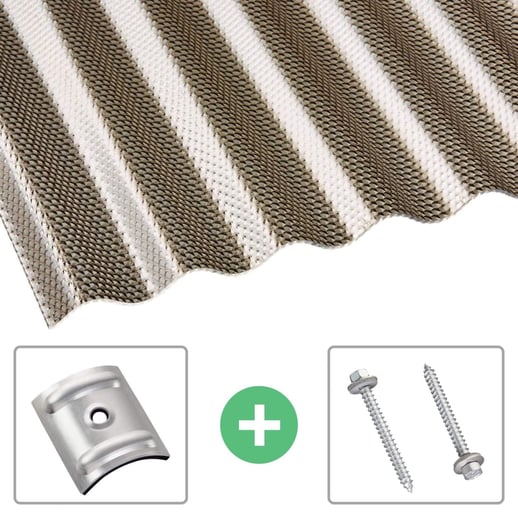 Polycarbonaat golfplaat | 76/18 | Voordeelpakket | 2,60 mm | Brons | Honingraatstructuur | Breedte 3,99 m | Lengte 2,00 m #1