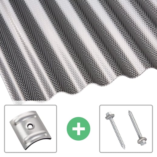 Polycarbonaat golfplaat | 76/18 | Voordeelpakket | 2,60 mm | grafiet | Honingraatstructuur | Breedte 7,91 m | Lengte 2,00 m #1