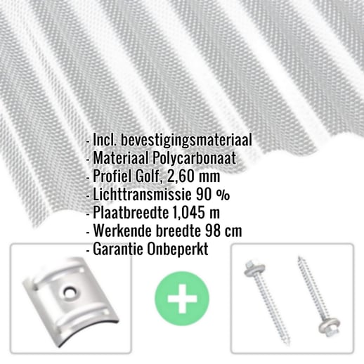 Polycarbonaat golfplaat | 76/18 | Voordeelpakket | 2,60 mm | Helder | Honingraatstructuur | Breedte 6,93 m | Lengte 2,00 m #2