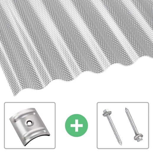 Polycarbonaat golfplaat | 76/18 | Voordeelpakket | 2,60 mm | Helder | Honingraatstructuur | Breedte 3,01 m | Lengte 2,00 m #1