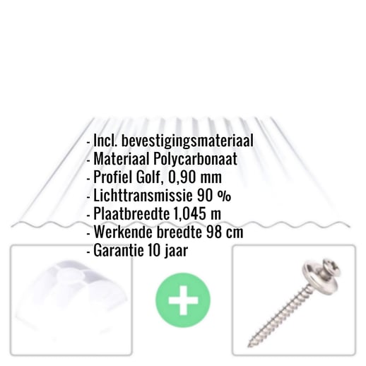 Polycarbonaat golfplaat | 76/18 | Voordeelpakket | 0,90 mm | Helder | Dubbelzijdige UV-bescherming | Breedte 3,05 m | Lengte 2,0 #2