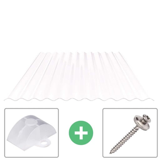 Polycarbonaat golfplaat | 76/18 | Voordeelpakket | 0,90 mm | Opaal wit | Dubbelzijdige UV-bescherming | Breedte 3,05 m | Lengte 2,0 #1