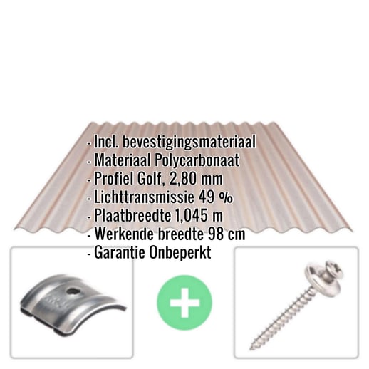 Polycarbonaat golfplaat | 76/18 | Voordeelpakket | 2,80 mm | Brons | Honingraatstructuur | Breedte 3,05 m | Lengte 5,00 m #2