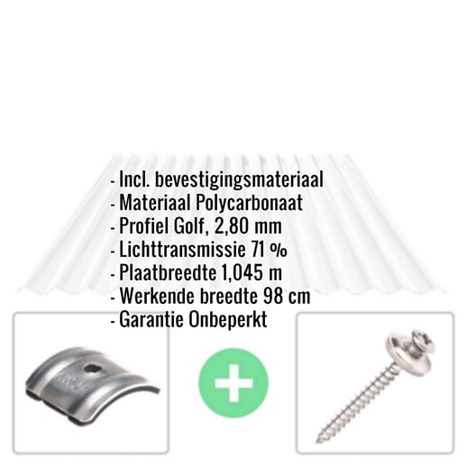 Polycarbonaat golfplaat | 76/18 | Voordeelpakket | 2,80 mm | Helder | Honingraatstructuur | Breedte 3,05 m | Lengte 6,00 m #2