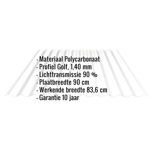Polycarbonaat golfplaat | 76/18 | 1,40 mm | Helder | C-Structuur | 4,50 m #2