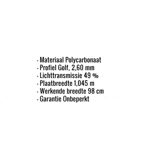 Polycarbonaat golfplaat | 76/18 | 2,60 mm | Opaal wit | Honingraatstructuur | 2,00 m #2