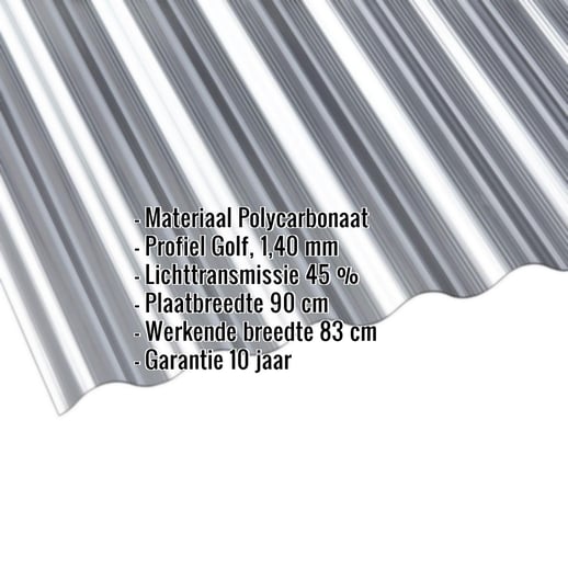 Polycarbonaat golfplaat | 76/18 | 1,40 mm | Antraciet | Ribbelstructuur | 3,50 m #2