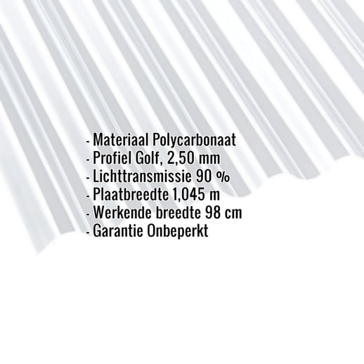 Polycarbonaat golfplaat | 76/18 | 2,50 mm | Helder | 2,50 m #2