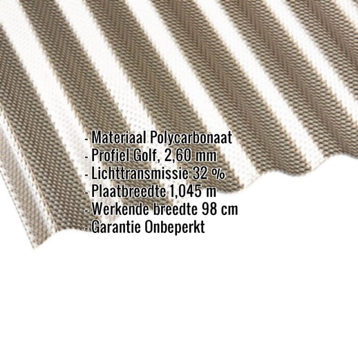 Polycarbonaat golfplaat | 76/18 | 2,60 mm | Brons | Honingraatstructuur | 2,00 m #2