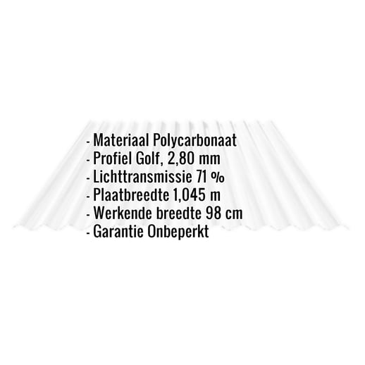 Polycarbonaat golfplaat | 76/18 | 2,80 mm | Helder | Honingraatstructuur | 4,50 m #2