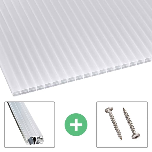 Polycarbonaat kanaalplaat | 16 mm | Profiel A1 | Voordeelpakket | Plaatbreedte 98 cm | Opaal wit | Blueline | Breedte 6,11 m | Lengte 3,50 m #1