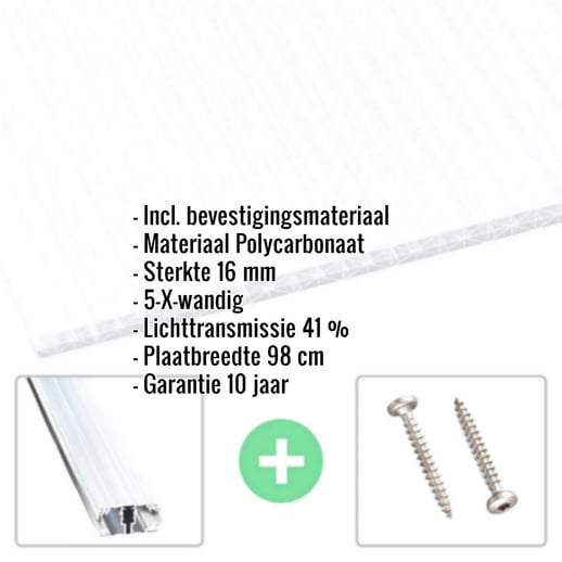 Polycarbonaat kanaalplaat | 16 mm | Profiel A1 | Voordeelpakket | Plaatbreedte 98 cm | Opaal wit | X-Structuur | Breedte 5,10 m | Lengte 2,50 m #2