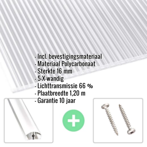 Polycarbonaat kanaalplaat | 16 mm | Profiel A4 | Voordeelpakket | Plaatbreedte 1,20 m | X-Structuur | Breedte 3,75 m | Lengte 2,00 m #2