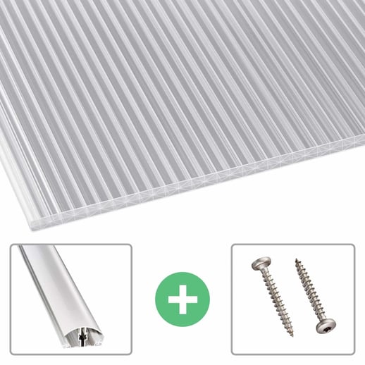 Polycarbonaat kanaalplaat | 16 mm | Profiel A4 | Voordeelpakket | Plaatbreedte 98 cm | X-Structuur | Breedte 8,13 m | Lengte 2,00 m #1