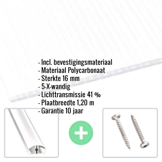 Polycarbonaat kanaalplaat | 16 mm | Profiel A4 | Voordeelpakket | Plaatbreedte 1,20 m | Opaal wit | X-Structuur | Breedte 3,75 m | Lengte 2,00 m #2