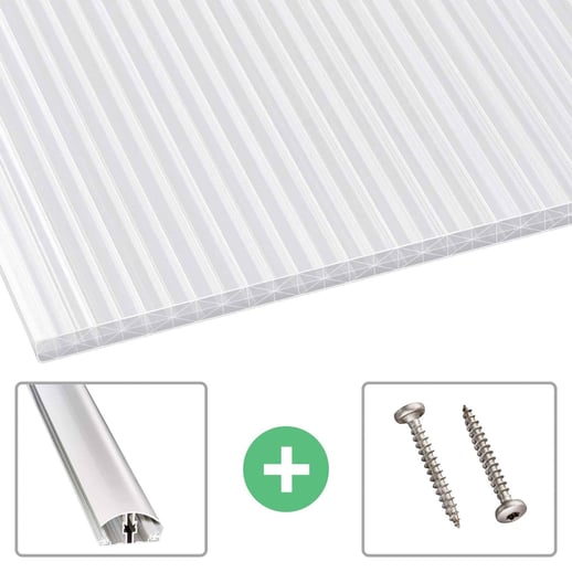 Polycarbonaat kanaalplaat | 16 mm | Profiel A4 | Voordeelpakket | Plaatbreedte 1,20 m | Opaal wit | X-Structuur | Breedte 3,75 m | Lengte 2,00 m #1