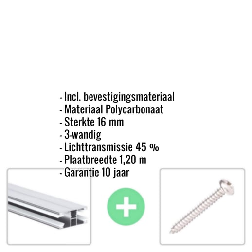 Polycarbonaat kanaalplaat | 16 mm | Profiel DUO | Voordeelpakket | Plaatbreedte 1,20 m | Opaal wit | Breedte 3,75 m | Lengte 2,00 m #2