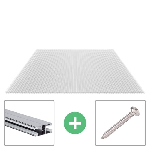 Polycarbonaat kanaalplaat | 16 mm | Profiel DUO | Voordeelpakket | Plaatbreedte 1,20 m | Helder | X-Structuur | Breedte 3,75 m | Lengte 2,00 m #1