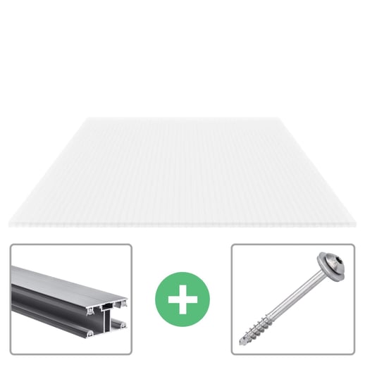 Polycarbonaat kanaalplaat | 16 mm | Profiel ECO | Voordeelpakket | Plaatbreedte 1,20 m | Opaal wit | Breedte 3,71 m | Lengte 2,00 m #1