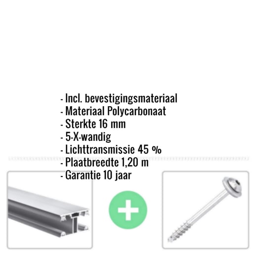 Polycarbonaat kanaalplaat | 16 mm | Profiel ECO | Voordeelpakket | Plaatbreedte 1,20 m | Opaal wit | X-Structuur | Breedte 3,71 m | Lengte 2,00 m #2