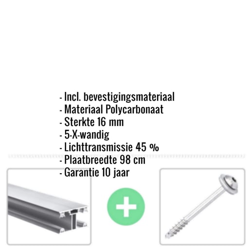 Polycarbonaat kanaalplaat | 16 mm | Profiel ECO | Voordeelpakket | Plaatbreedte 98 cm | Opaal wit | X-Structuur | Breedte 3,05 m | Lengte 2,00 m #2