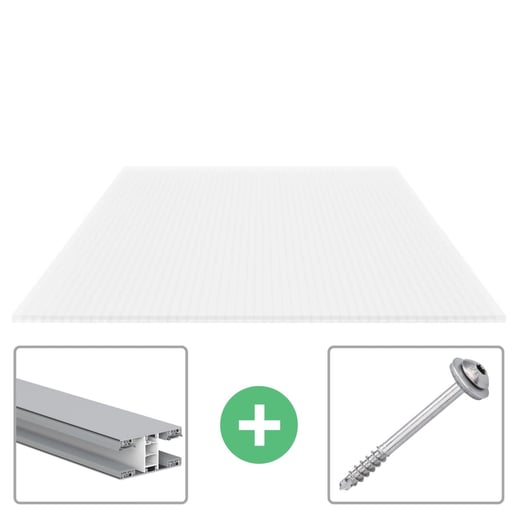 Polycarbonaat kanaalplaat | 16 mm | Profiel Mendig | Voordeelpakket | Plaatbreedte 1,20 m | Opaal wit | Breedte 3,75 m | Lengte 2,00 m #1