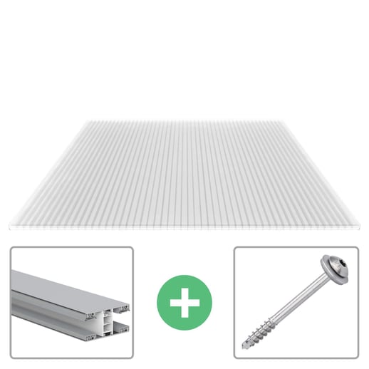 Polycarbonaat kanaalplaat | 16 mm | Profiel Mendig | Voordeelpakket | Plaatbreedte 98 cm | Helder | Breedte 3,09 m | Lengte 2,00 m #1