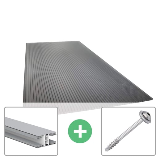 Polycarbonaat kanaalplaat | 16 mm | Profiel Mendig | Voordeelpakket | Plaatbreedte 98 cm | Antracietgrijs | Novalite | Breedte 3,09 m | Lengte 2,00 m #1