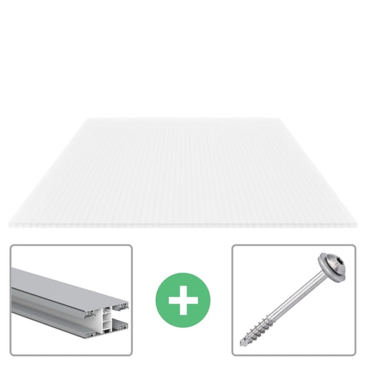 Polycarbonaat kanaalplaat | 16 mm | Profiel Mendig | Voordeelpakket | Plaatbreedte 98 cm | Opaal wit | Breedte 3,09 m | Lengte 2,00 m #1