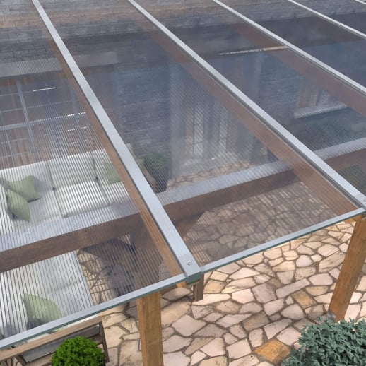 Polycarbonaat kanaalplaat | 16 mm | Profiel Mendig | Voordeelpakket | Plaatbreedte 98 cm | Helder | X-Structuur | Breedte 3,09 m | Lengte 2,00 m #4