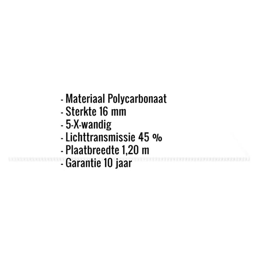 Polycarbonaat kanaalplaat | 16 mm | Breedte 1,20 m | Opaal wit | X-Structuur | 2,00 m #2