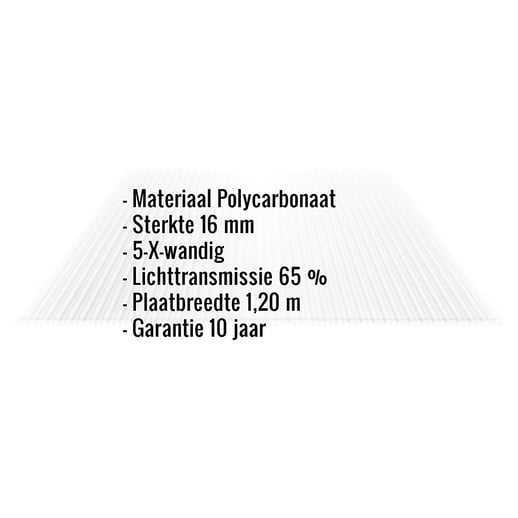 Polycarbonaat kanaalplaat | 16 mm | Breedte 1,20 m | Helder | X-Structuur | 5,00 m #2