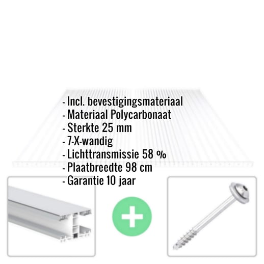Polycarbonaat kanaalplaat | 25 mm | Profiel Mendig | Voordeelpakket | Plaatbreedte 98 cm | Helder | X-Structuur | Breedte 3,10 m | Lengte 2,00 m #2