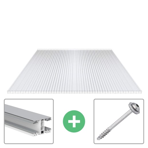 Polycarbonaat kanaalplaat | 25 mm | Profiel Mendig | Voordeelpakket | Plaatbreedte 98 cm | Helder | X-Structuur | Breedte 3,10 m | Lengte 2,00 m #1