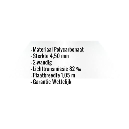 Polycarbonaat kanaalplaat | 4,5 mm | Breedte 1,05 m | Helder | 2,00 m #2