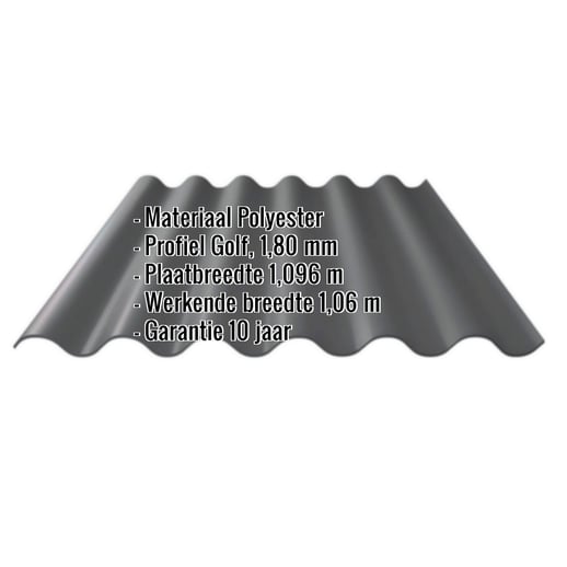 Polyester golfplaat Stabipol | 177/51 | 1,8 mm | Donkergrijs | 2,50 m #2