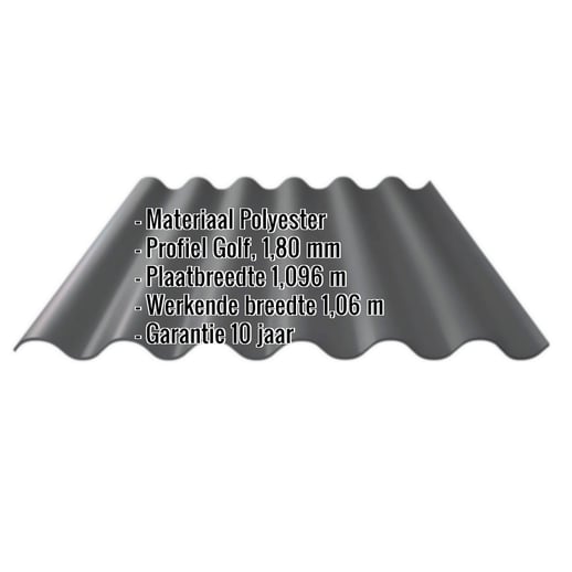 Polyester golfplaat Stabipol | 177/51 | 1,8 mm | Donkergrijs | 2,00 m #2