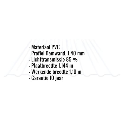 PVC damwandplaat | 20/1100 | 1,40 mm | Helder, licht blauw getint | Wand | 3,50 m #2