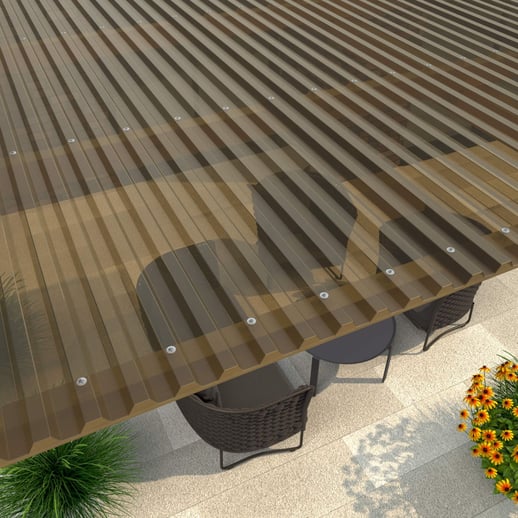 PVC damwandplaat | 70/18 | Voordeelpakket | 1,40 mm | Brons | Breedte 8,41 m | Lengte 2,00 m #3