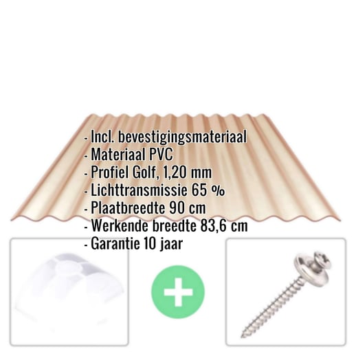 PVC golfplaat | 76/18 | Voordeelpakket | 1,20 mm | Brons | Breedte 4,24 m | Lengte 2,00 m #2