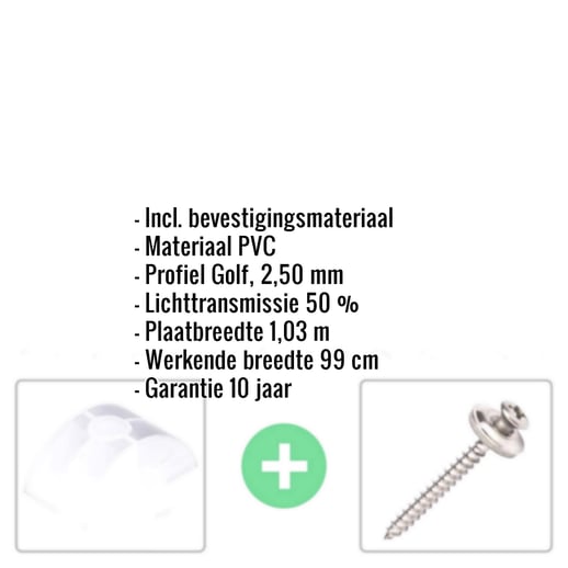 PVC golfplaat | 76/18 | Voordeelpakket | 2,50 mm | Opaal wit | Honingraatstructuur | Breedte 3,01 m | Lengte 2,00 m #2