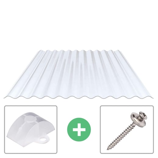 PVC golfplaat | 76/18 | Voordeelpakket | 1,30 mm | Helder, licht blauw getint | Breedte 6,44 m | Lengte 3,50 m #1