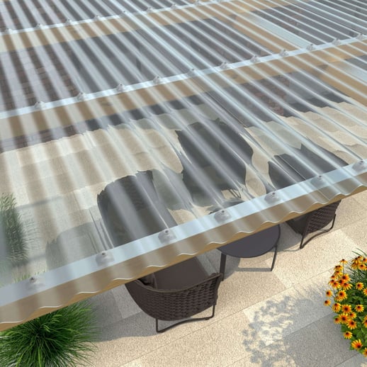 PVC golfplaat | 76/18 | 1,30 mm | Helder, licht blauw getint | 3,50 m #4